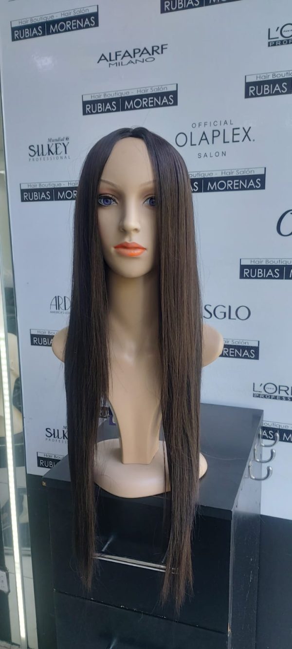 PELUCA SINTETICA EXTRA LARGA CASTAÑO OSCURO
