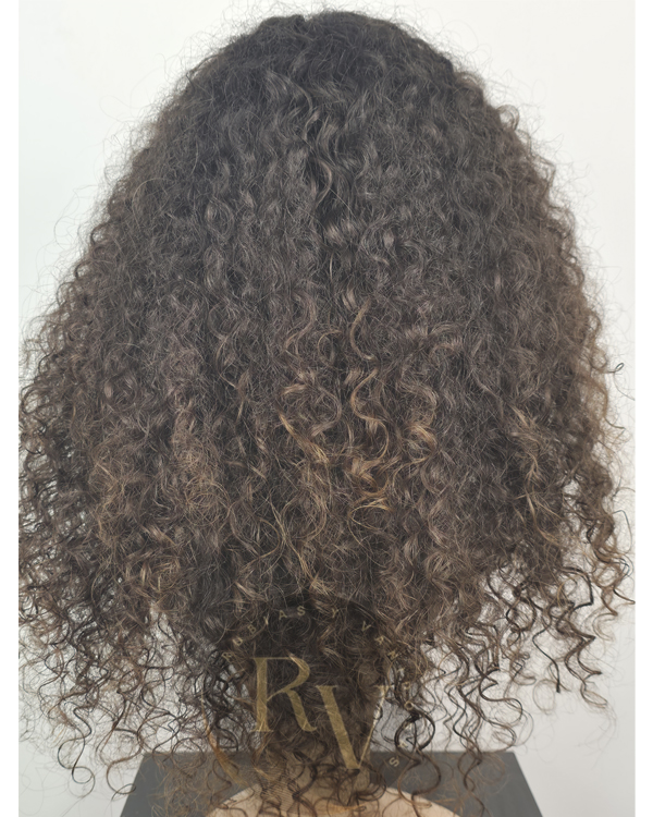 Peluca Natural Crespo Fabricada Pelo Humano Virgen de personas 60 cms color Natural - Imagen 2