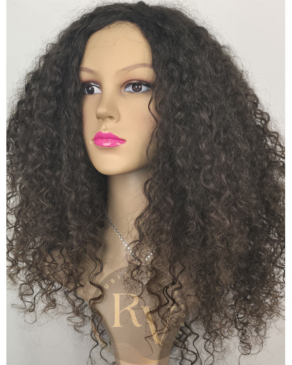 Peluca Natural Crespo Fabricada Pelo Humano Virgen de personas 60 cms color Natural