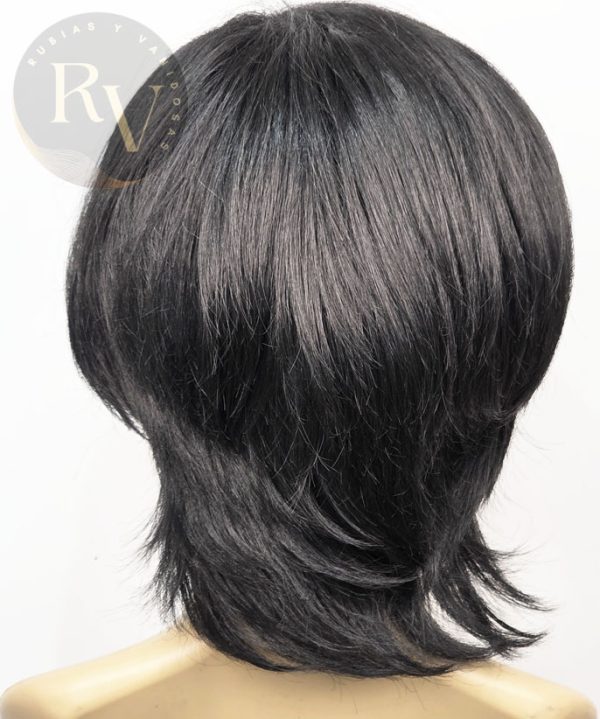 PELUCA CORTA SINTETICA NEGRA CON VISOS BLANCOS - Imagen 3