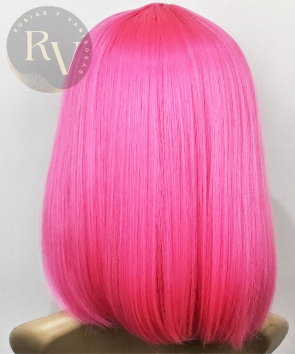 PELUCA MELENA SINTÉTICA ROSADO CHICLE - Imagen 3