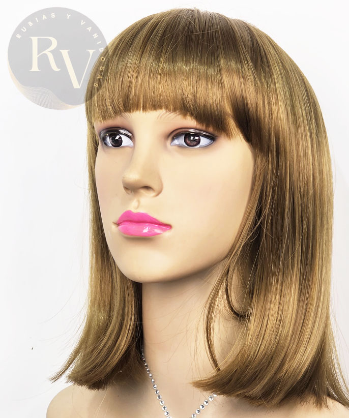 PELUCA MELENA SINTÉTICA COLOR MIEL - Imagen 3